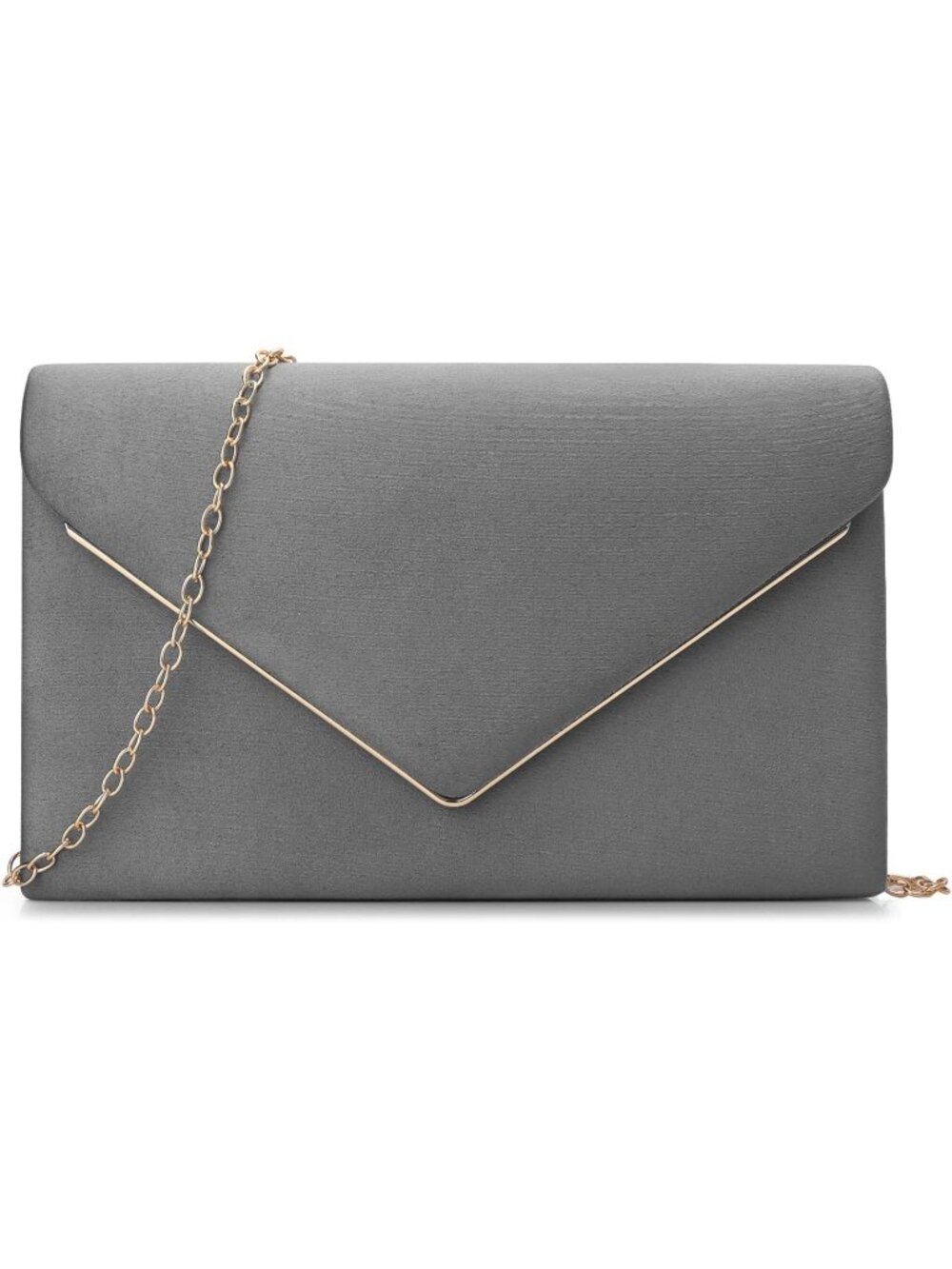 👜 Women's Grey Wedding Party Cocktail Prom Faux Suede Crossbody Clutch Purse